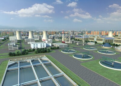 工廠廠區場景 廠房 凈水廠 核電廠 熱電_渲圖作品_場景現代場景